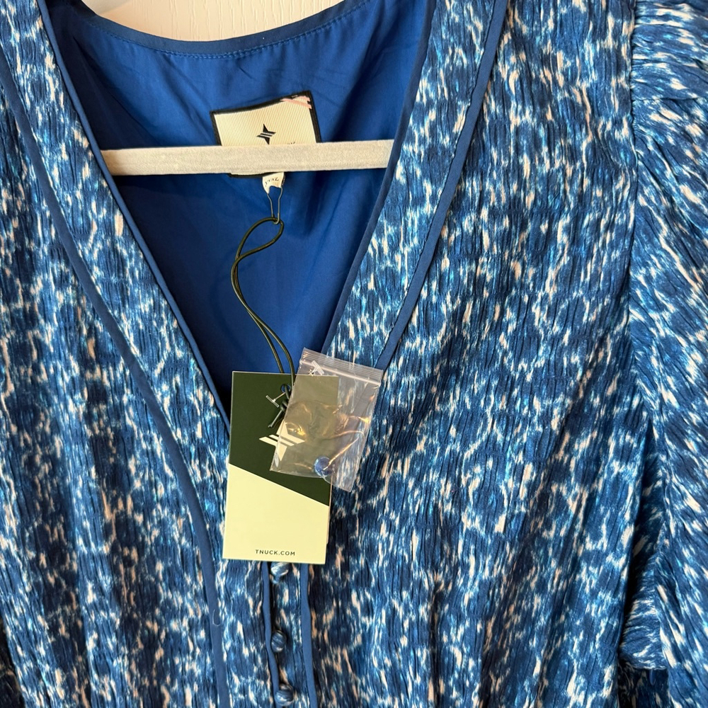 NEW Women's Tuckernuck Dress XXXL Blue Moire Floral - Picture 7 of 7